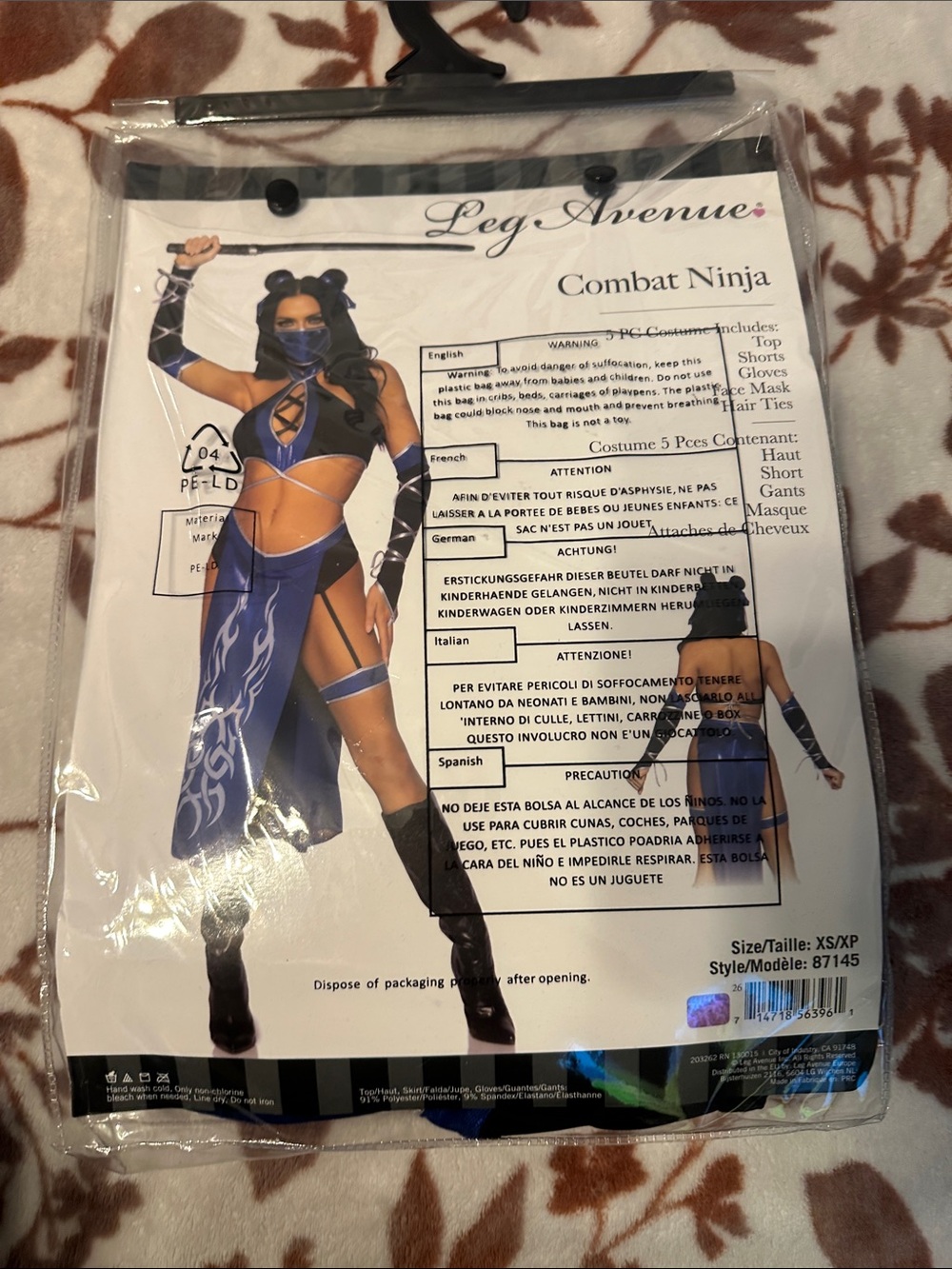Leg Avenue Blue Combat Ninja Chemise Costume
